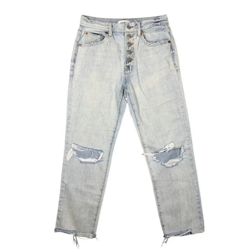 Pistola Lennon High Rise Distressed Straight Leg Jeans Light Wash‎ Blue Size 25
